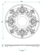 Rosace de plafond décorative en Polyuréthane S040 – Ø 707 mm